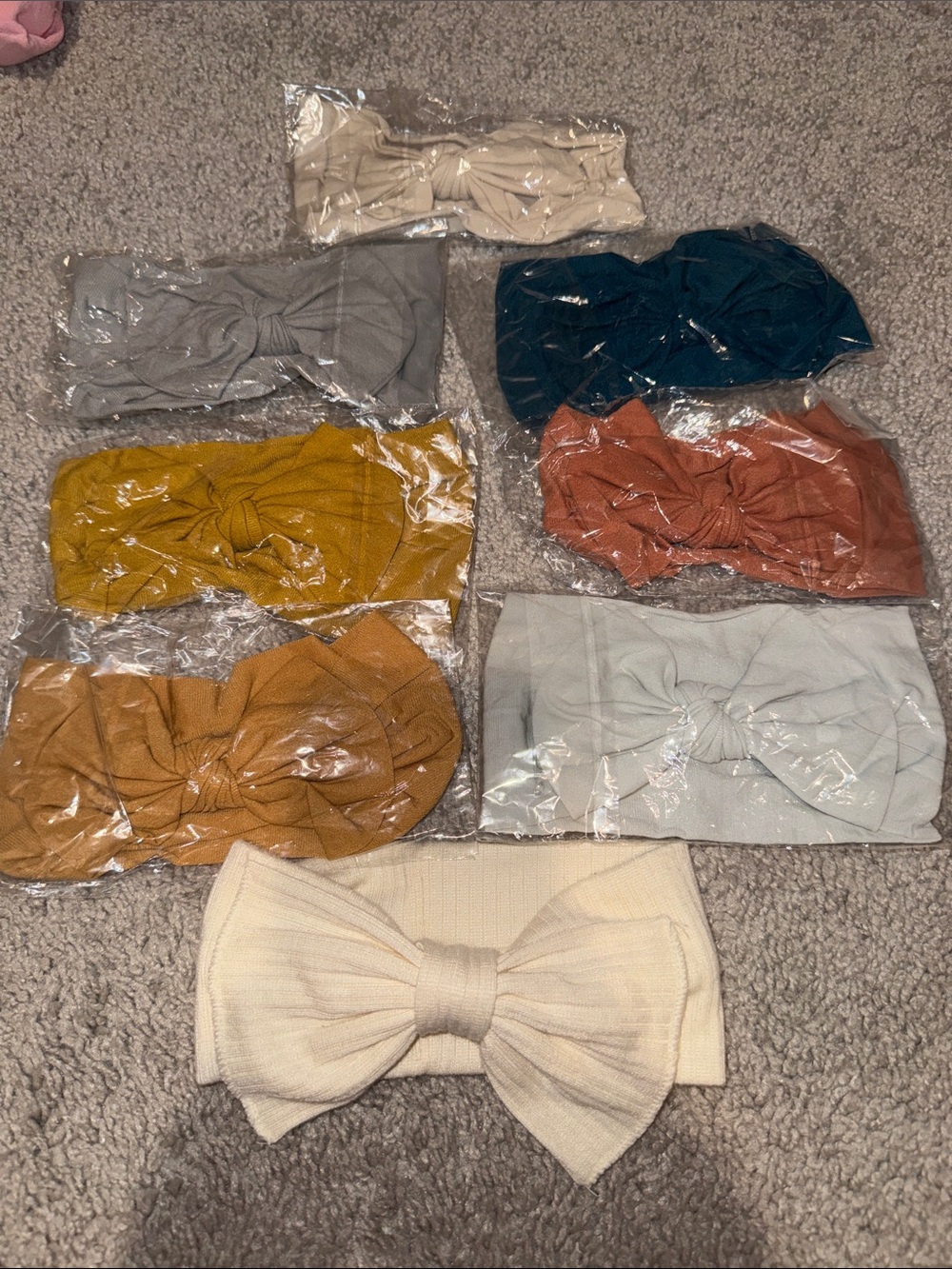 Baby girl Set of 8 Knotted Bow Knit Headbands - Multicolor